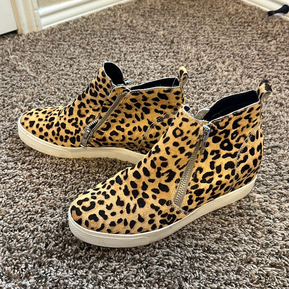 Steve Madden Leopard Print Fur Wedge